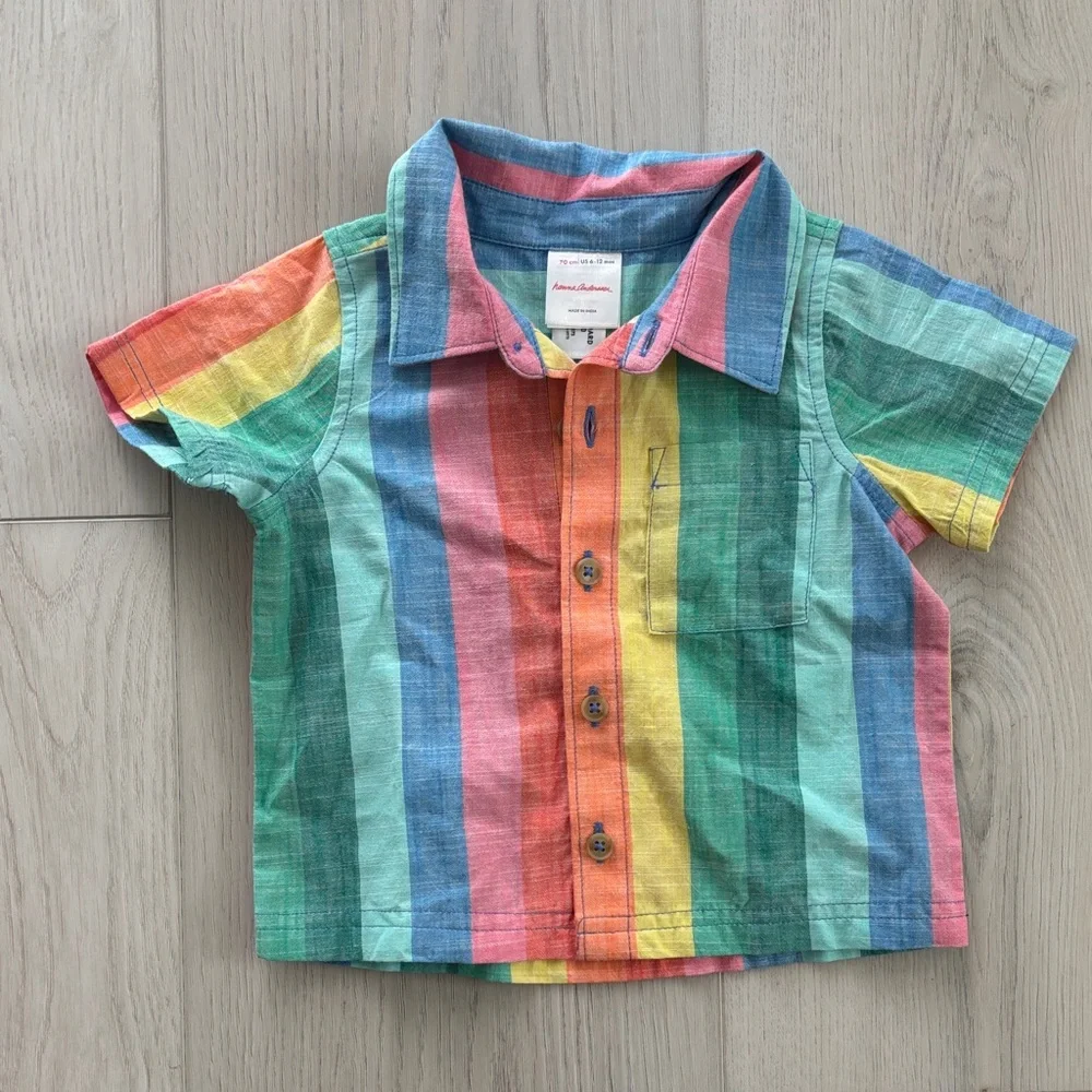Hanna Andersson Multicolor Striped Button Down Shirt - Picture 1 of 1